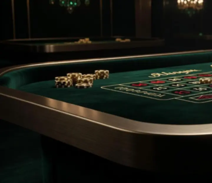Luksusowe stoły do pokera, ruletki i blackjacka w złoto-brązowej stylistyce