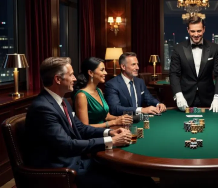 Elegancki stół pokerowy podczas mobilnego eventu rozrywkowego