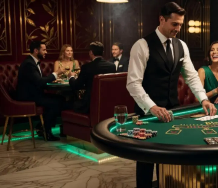 Nastrojowe światło i premium dekoracje podczas nocnego pokazu Blackjacka