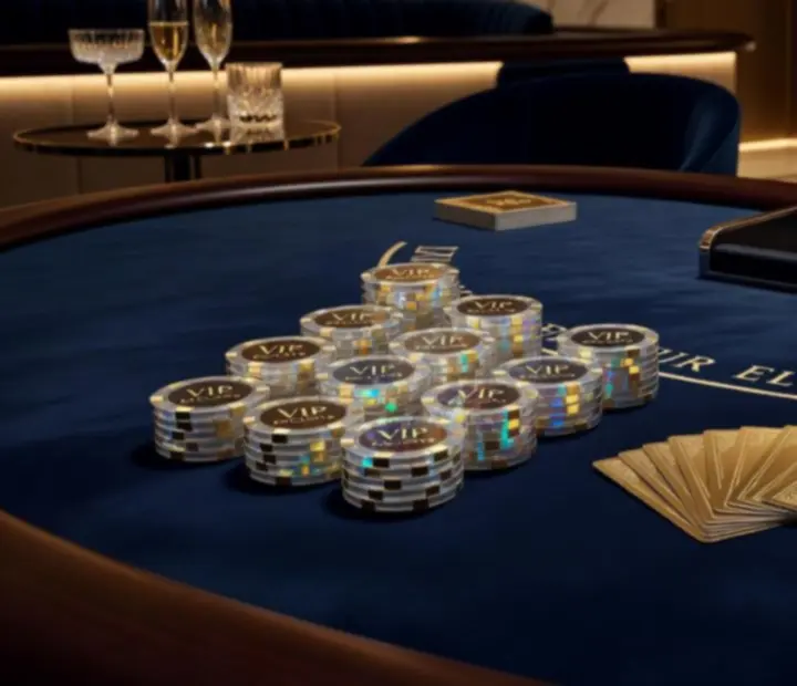 Designerski stół blackjack w stylu premium z eleganckimi akcesoriami